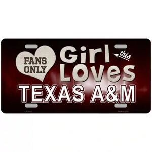 This Girl Loves Her Texas A&M Aggies License Plate NCAA Metal Auto Sign